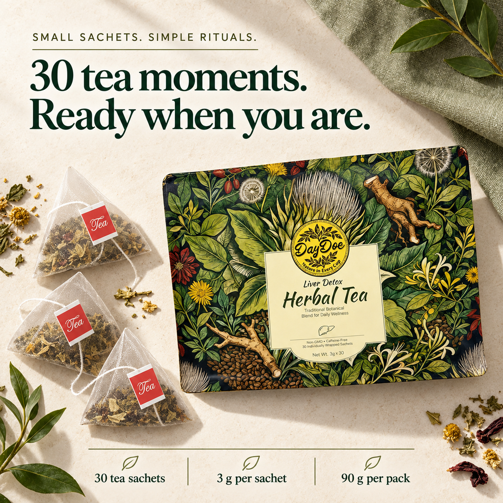 DayDoe Herbal Tea Bags – 30 Individually Wrapped Sachets